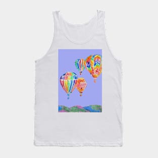 Hot Air Balloon Watercolor Painting on Lavender Purple Balloons Tank Top